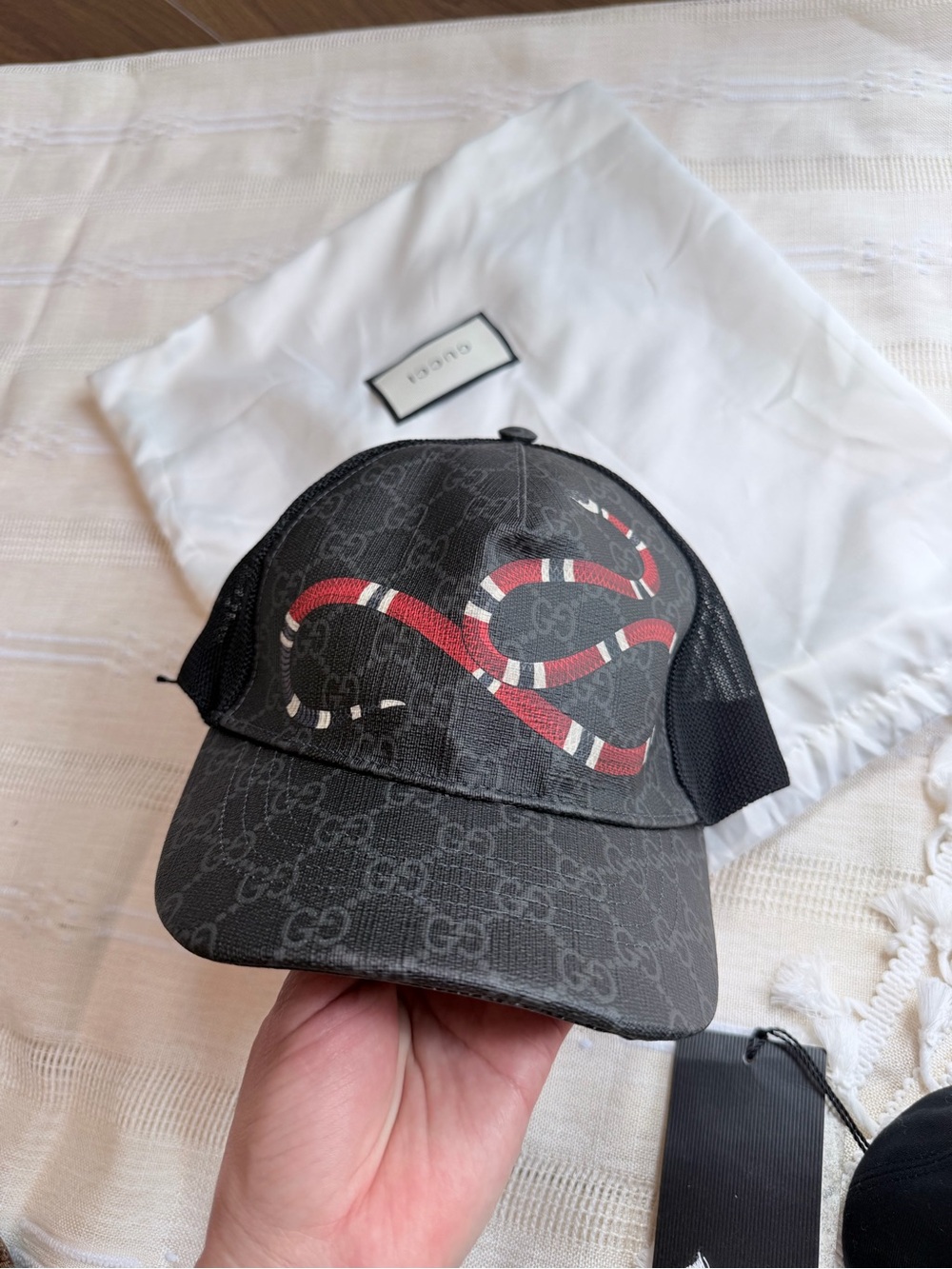 NWT Gucci Kingsnake Print GG Supreme Canvas Baseball Hat Cap Size M (58 cm) - Picture 7 of 8
